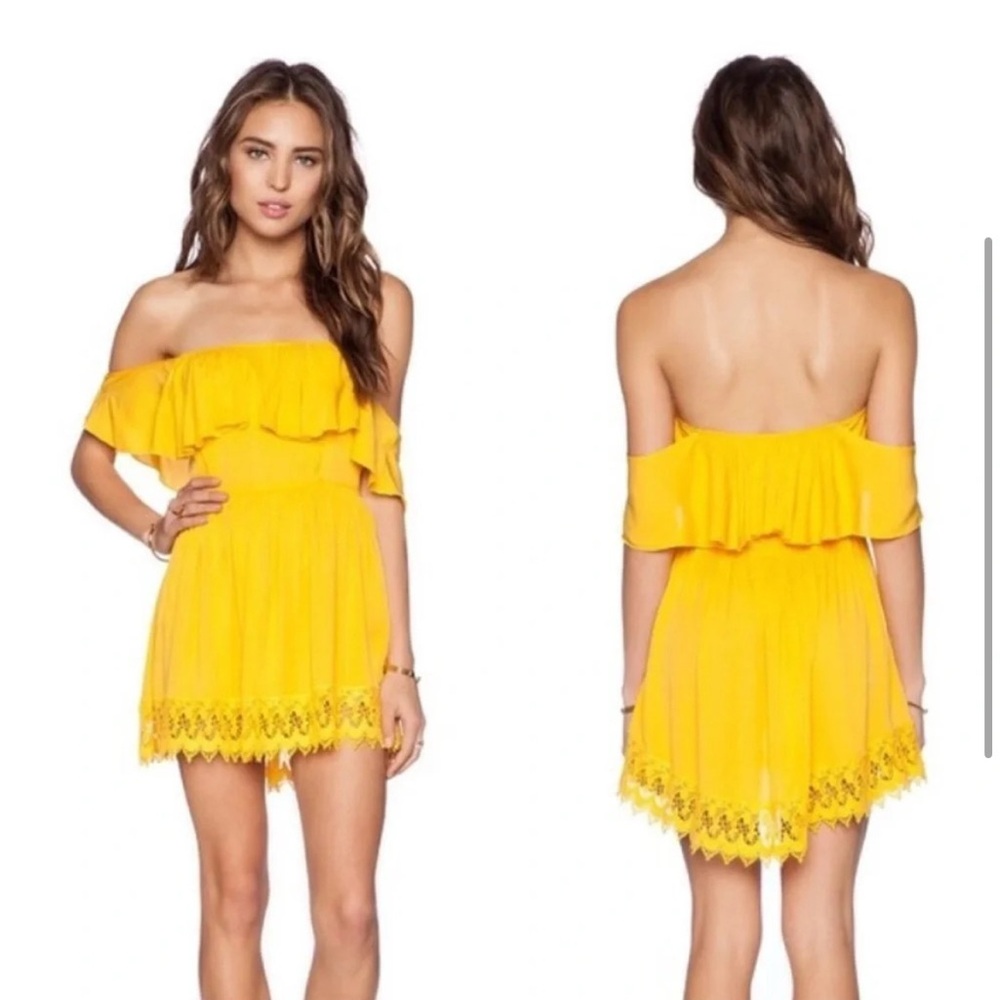 Lovers + Friends REVOLVE Dream Vacay Yellow Off the Shoulder Dress SIZE S
